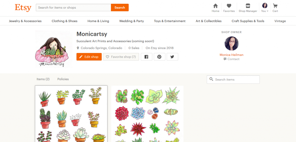 Art Business Etsy Shop Storefront