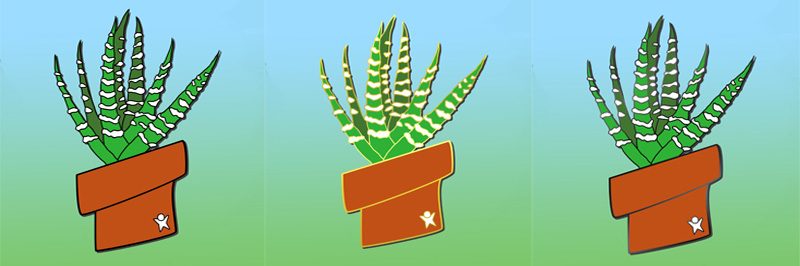 Art Business Product - 3 Zebra plant pin mockups listed in a horizontal row: black lineart, gold plating mockup, and black nickel mockup