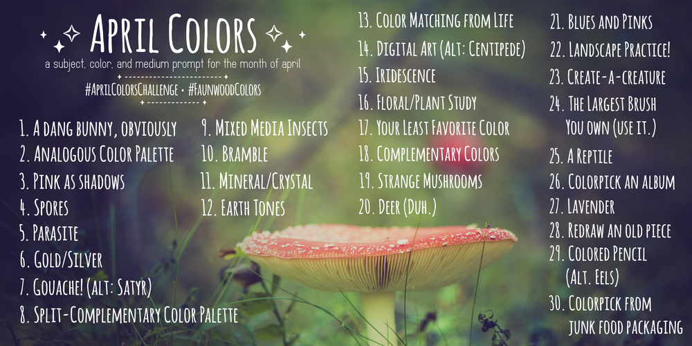 April Art Challenge - AprilColorsChallenge prompts